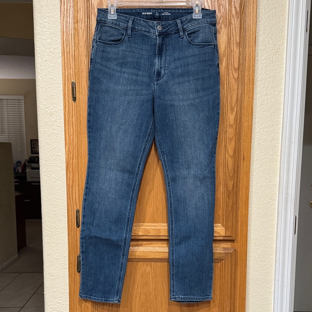 Old Navy Women's Dark Blue Wow High Rise Straight Super Skinny Jeans